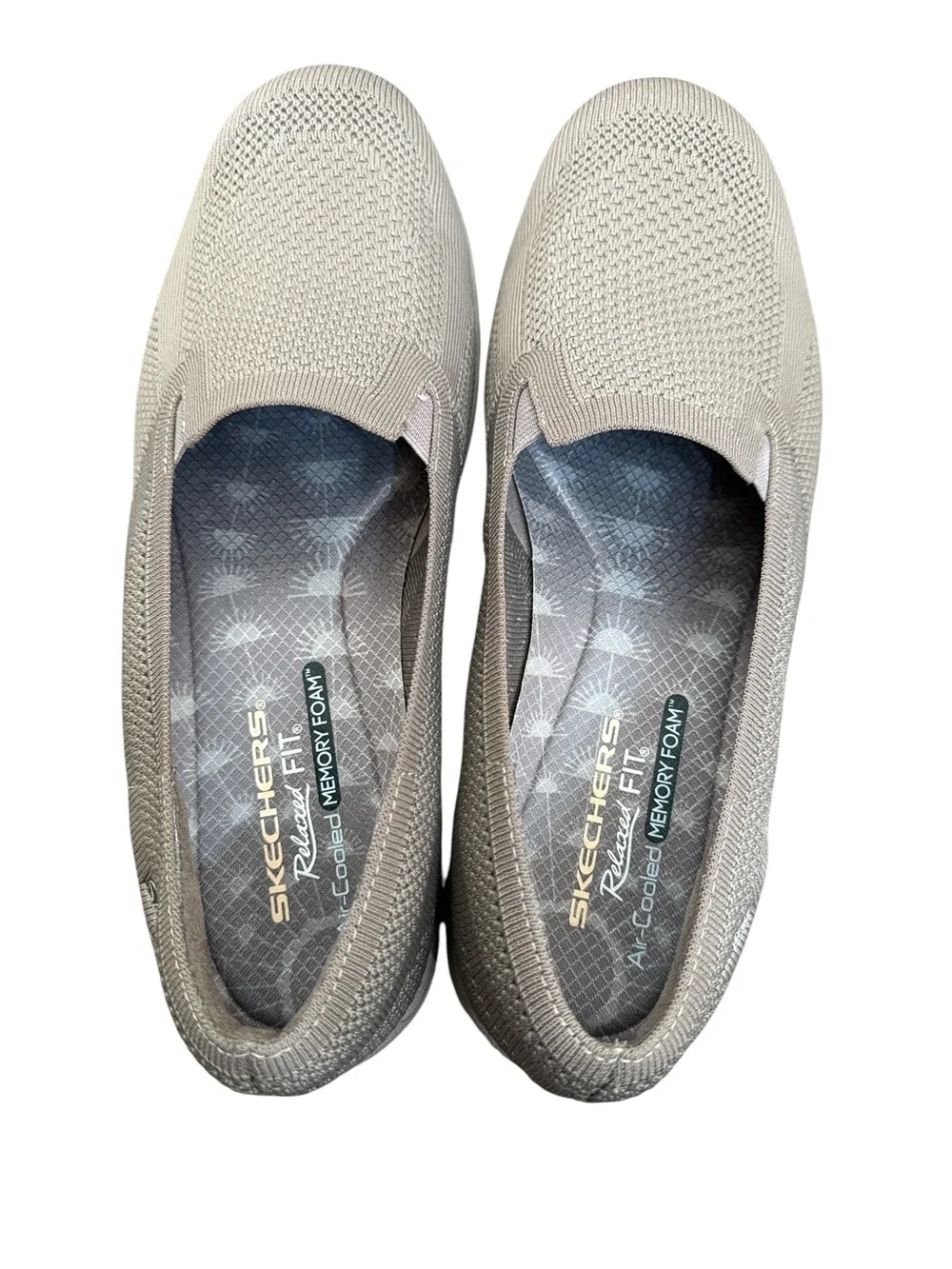 Skechers Taupe Slip On Loafers Womens 10 Air Cooled Memory Foam Relaxed Fit